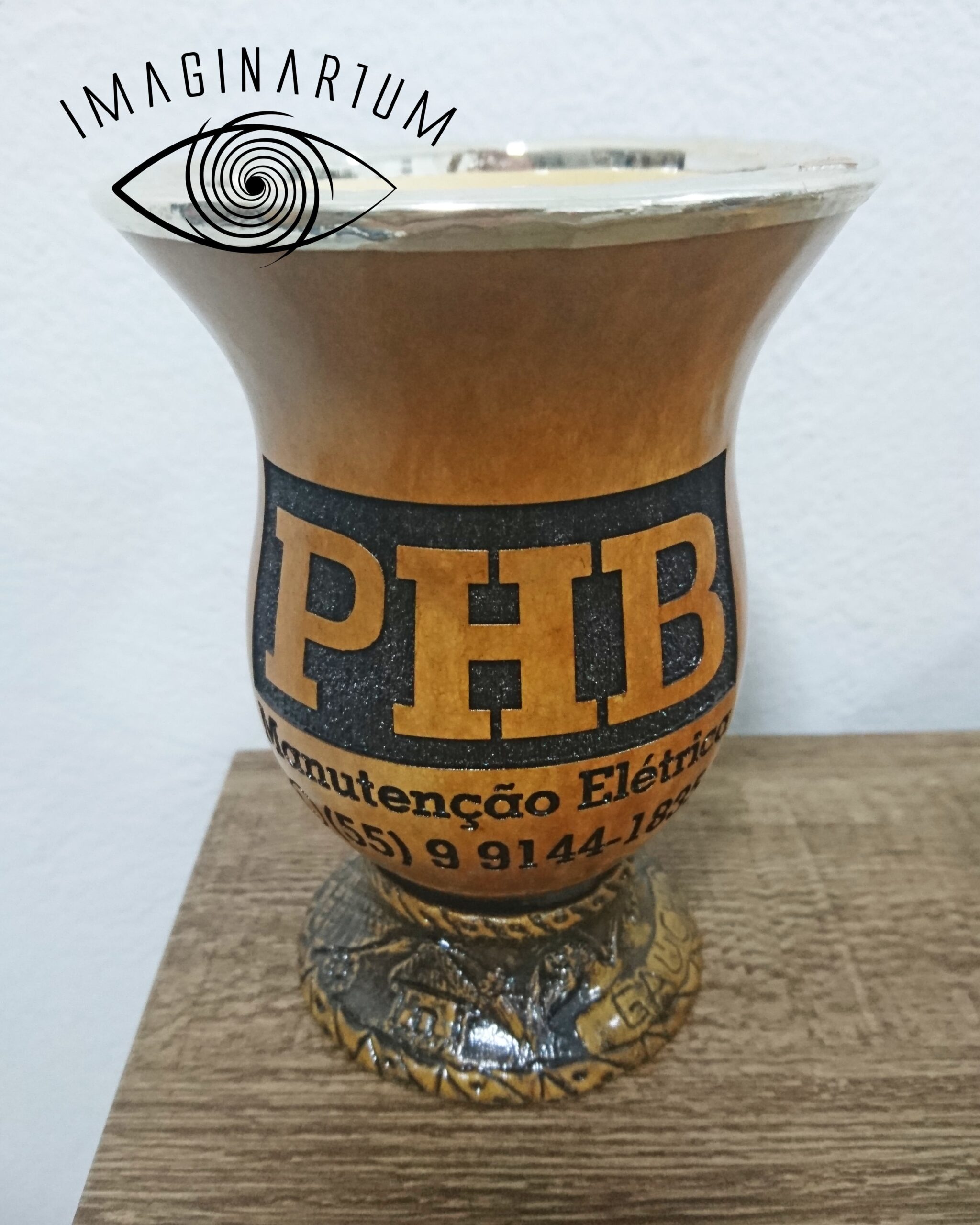 Cuia de chimarrão personalizada com logo modelo 08